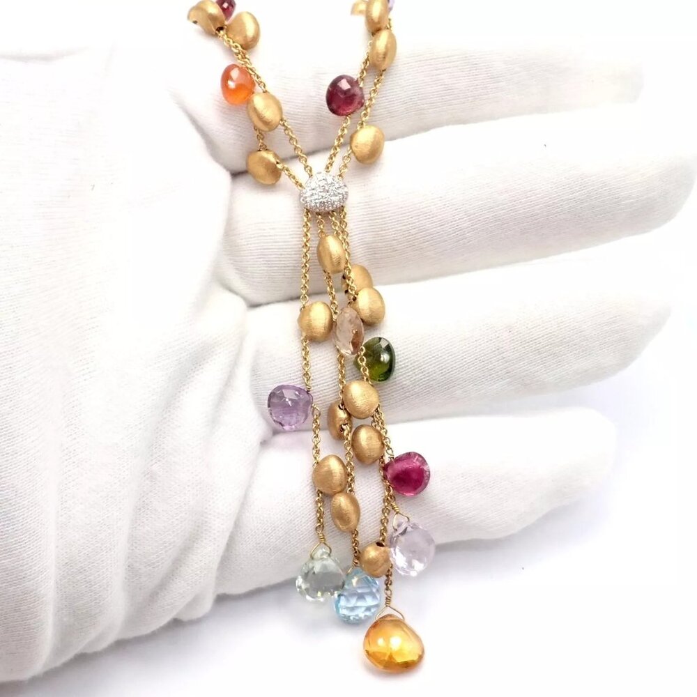 Authentic! Marco Bicego 18k Yellow Gold Paradise Gemstone Diamond Necklace - Picture 10 of 10